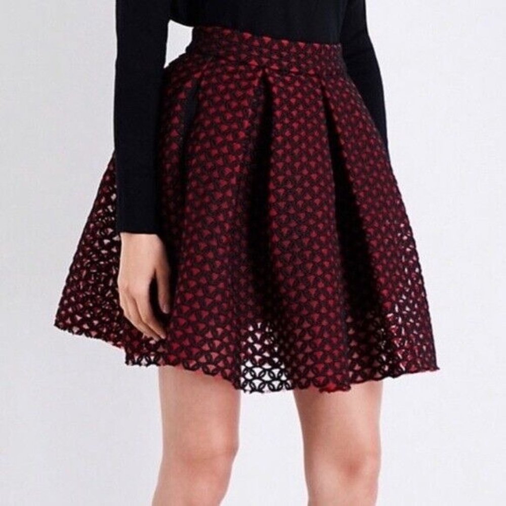 Maje Red and Black Mini Skirt